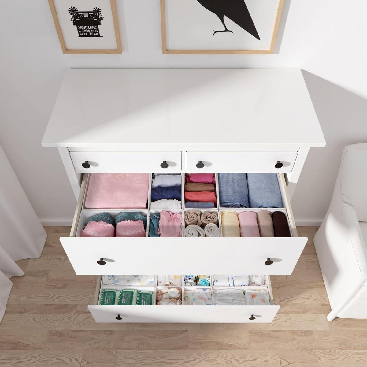 SCHUBLADEN Organizer 16er Set Weiß - Weiß, Textil (28/12/28cm)