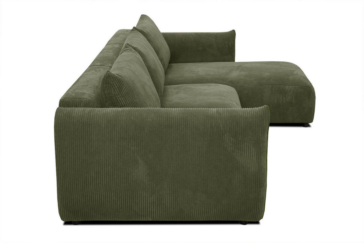 ECKSOFA TAUER 5-Sitzer, olivgrün - Schwarz/Olivgrün, Holzwerkstoff/Kunststoff (294/173cm) - Courtois Laville