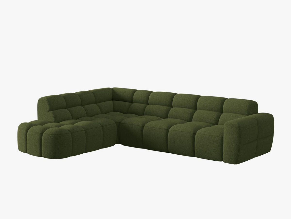 ECKSOFA links Lisa aus strukturiertem Stoff grün meliert 5 Sitzplätze - Grün, Textil (234/293cm) - Micadoni