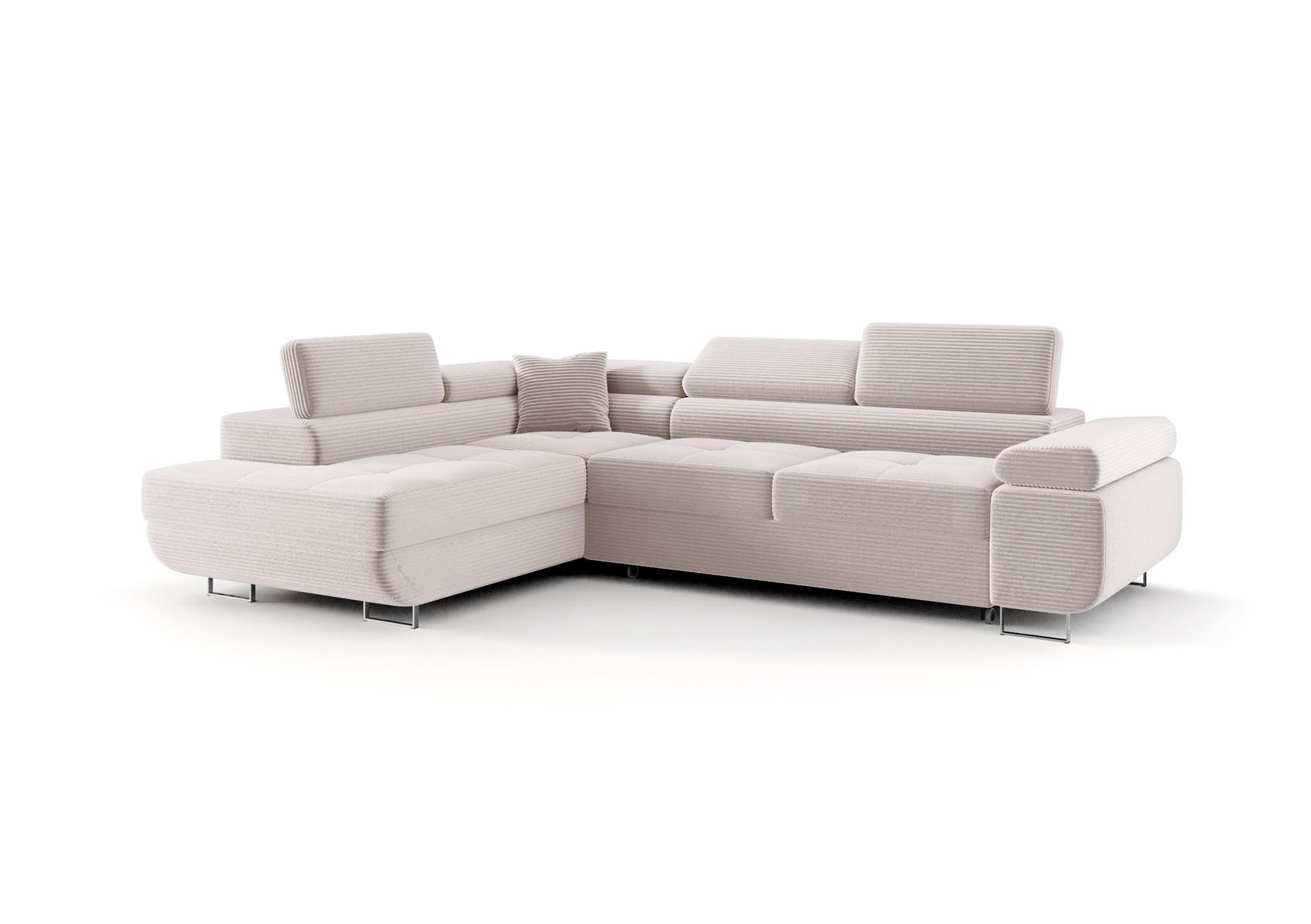ECKSOFA Monaro Mit Schlaffunktion - Weiß, Holzwerkstoff/Textil (275/202cm) - Fun Möbel