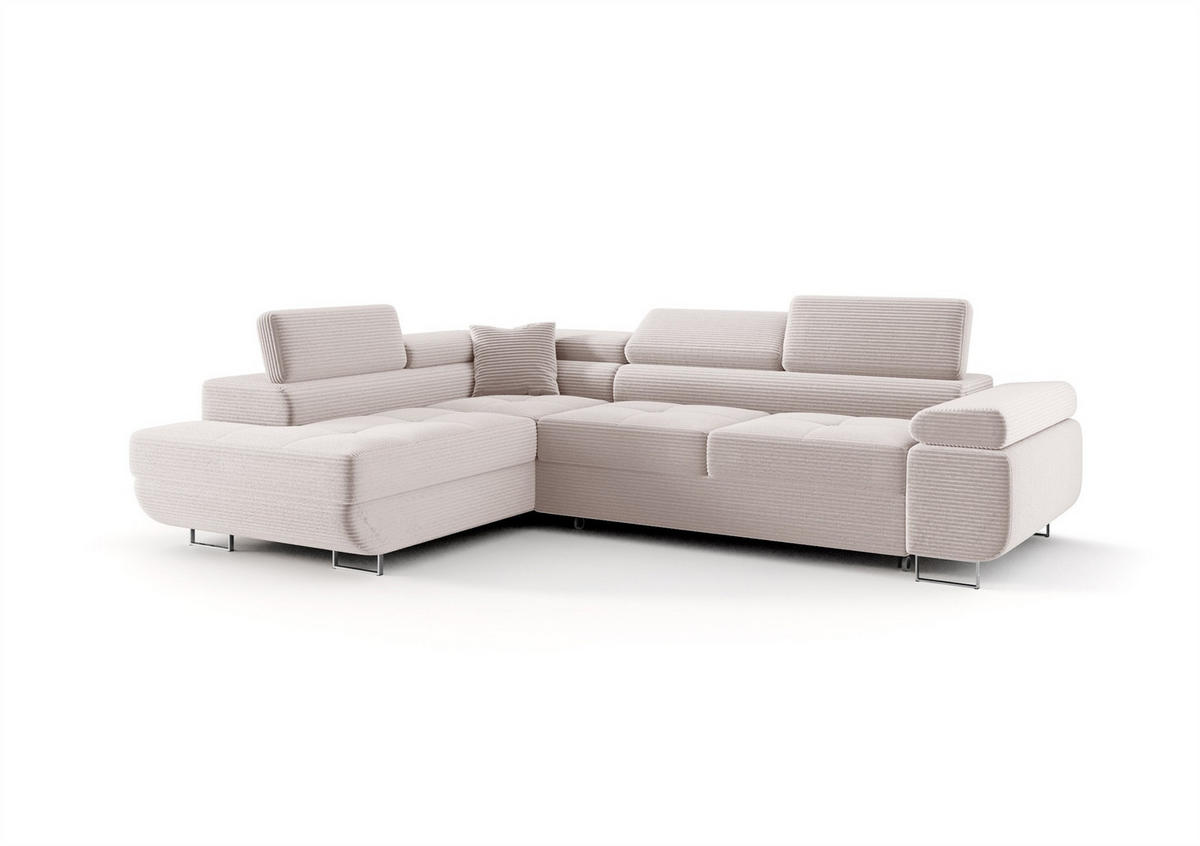 ECKSOFA Monaro Mit Schlaffunktion - Weiß, Holzwerkstoff/Textil (275/202cm) - Fun Möbel