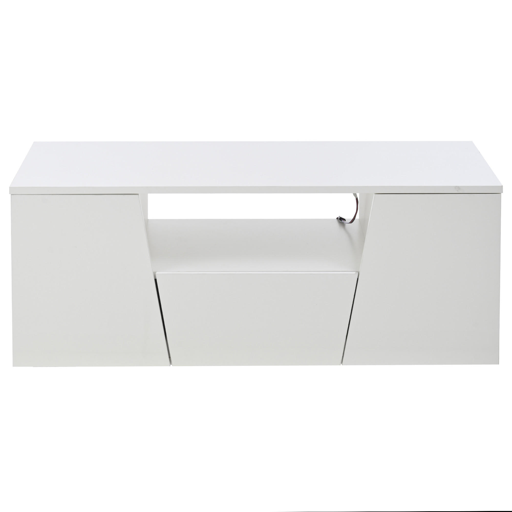 COUCHTISCH Weiß 100/50/40 cm mit LED und Stauraum - Weiß, Holzwerkstoff (50/100/40cm) - PANGIVO