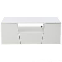COUCHTISCH Weiß 100/50/40 cm mit LED und Stauraum - Weiß, Holzwerkstoff (50/100/40cm) - PANGIVO