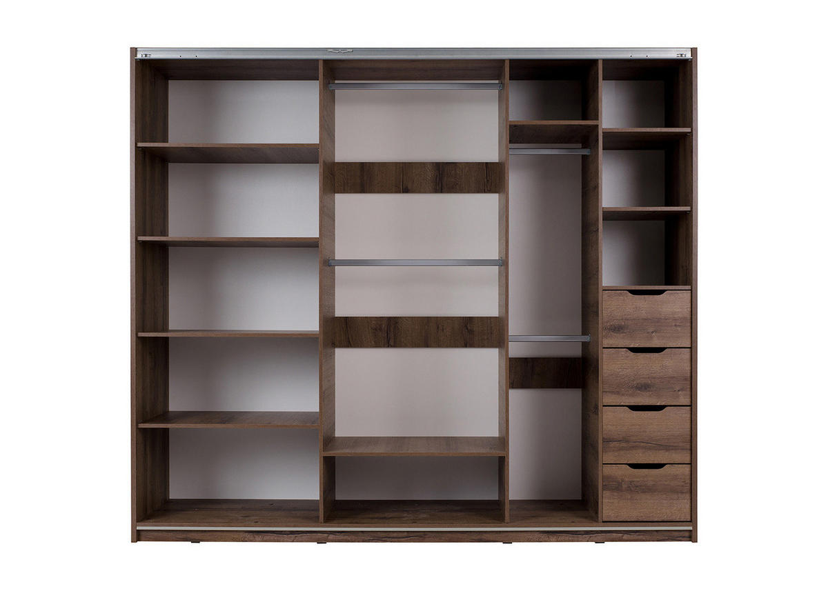 SCHWEBETÜRENSCHRANK Martin 250/215/69 3-türig mit Spiegel - Schwarz Hochglanz/Schwarz, Glas/Holzwerkstoff (250/215/69cm) - Ravio