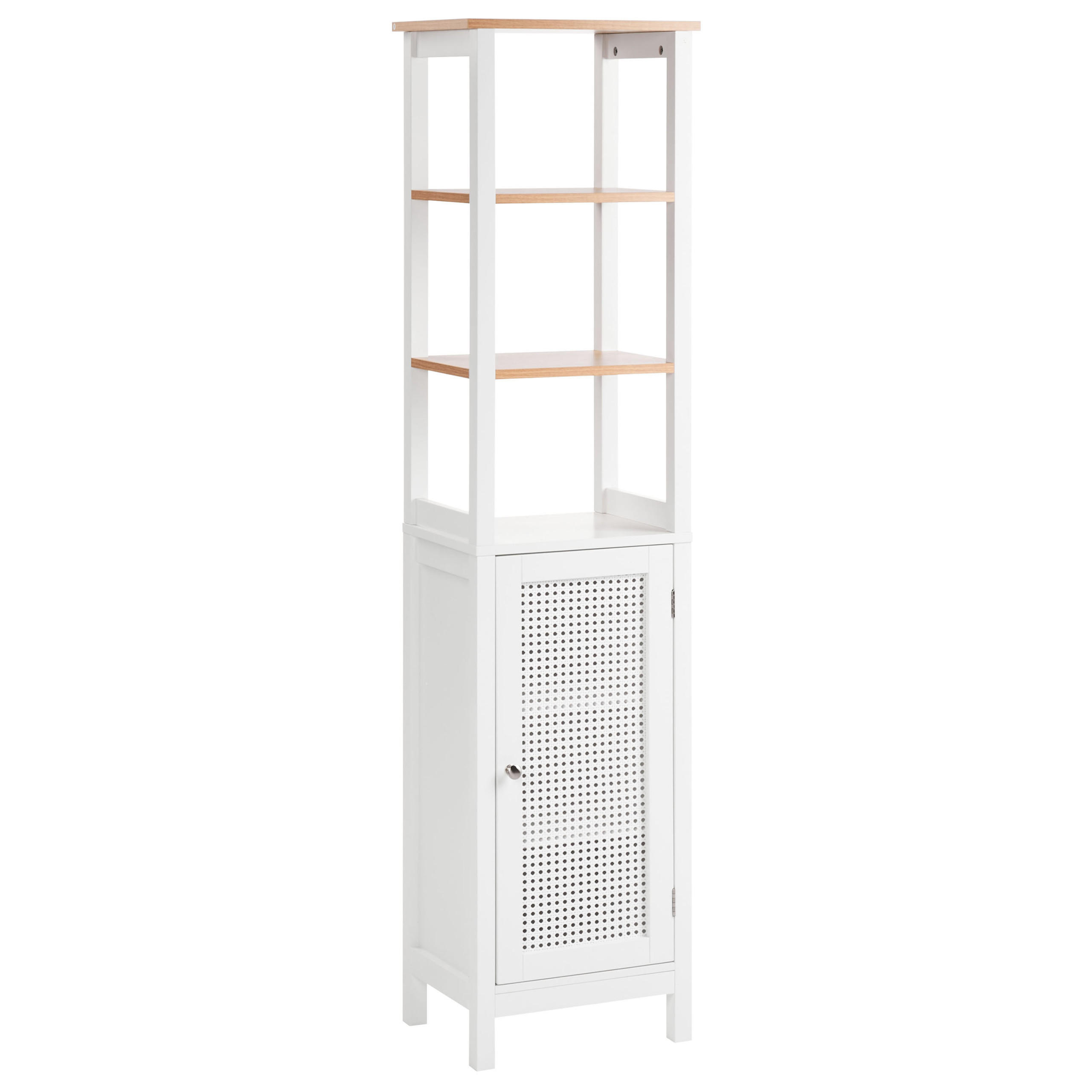 BADEZIMMERSCHRANK 40 cm Weiß Alamos - Weiß/Braun, Holzwerkstoff (40/160/30cm) - Beliani