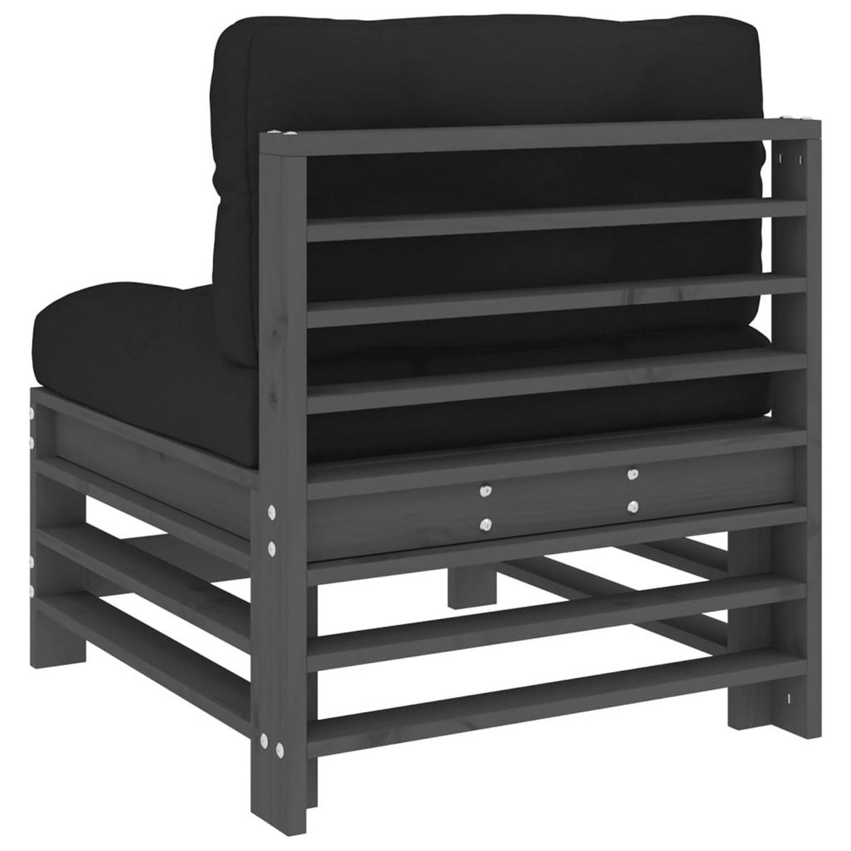 GARTENSOFA LYZOD 63.5/57.5/60 cm （2-SITZER） - Grau, Holz (63.5/57.5/60cm) - ZMH