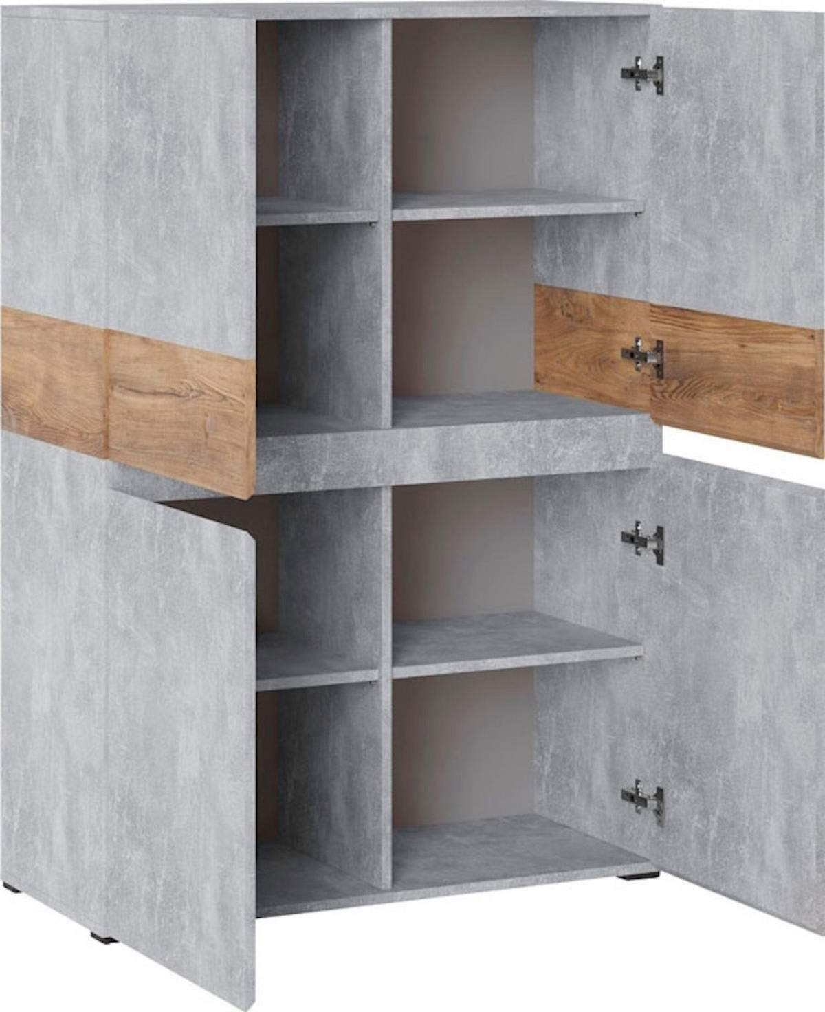HIGHBOARD Rimini Atelier hell / Kastanie Breslau 90 / 40 / 129,4cm - Braun/Grau, Holz/Holzwerkstoff (90/130/40cm) - Feldmann-Wohnen