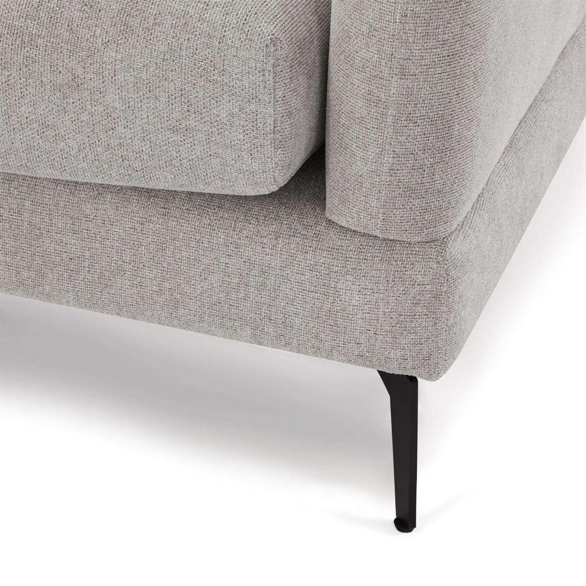 ECKSOFA Webstoff Grau - Schwarz/Grau, Textil/Metall (290/95cm) - Furnhouse
