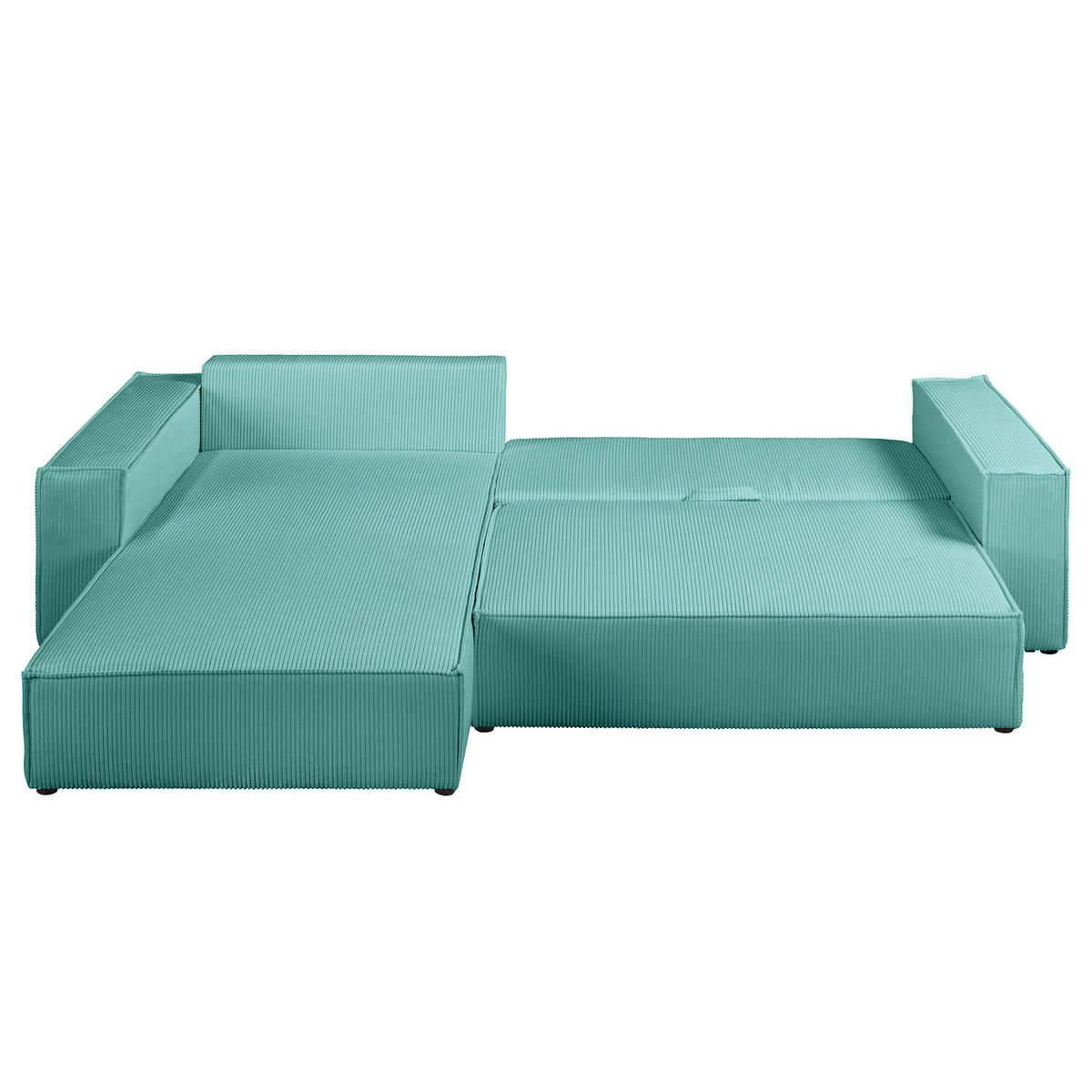 ECKSOFA mit Schlaffunktion - 290 cm - Türkis/Schwarz, Kunststoff/Textil (290/185cm) - home24