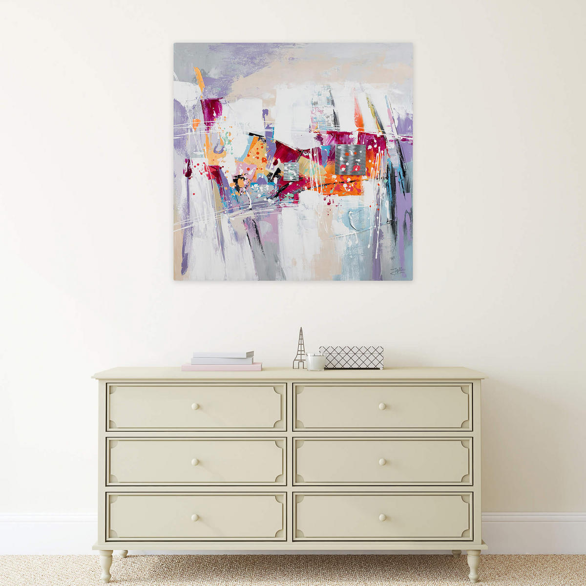 ÖLGEMÄLDE 80/80 cm - Pink/Lila, Holz/Textil (80/80cm) - KUNSTLOFT