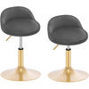 BARHOCKER 2er Set Drehhocker, Samt, Dunkelgrau+Gold - Dunkelgrau/Goldfarben, Kunststoff/Textil (38.5/49.5/43cm) - Woltu