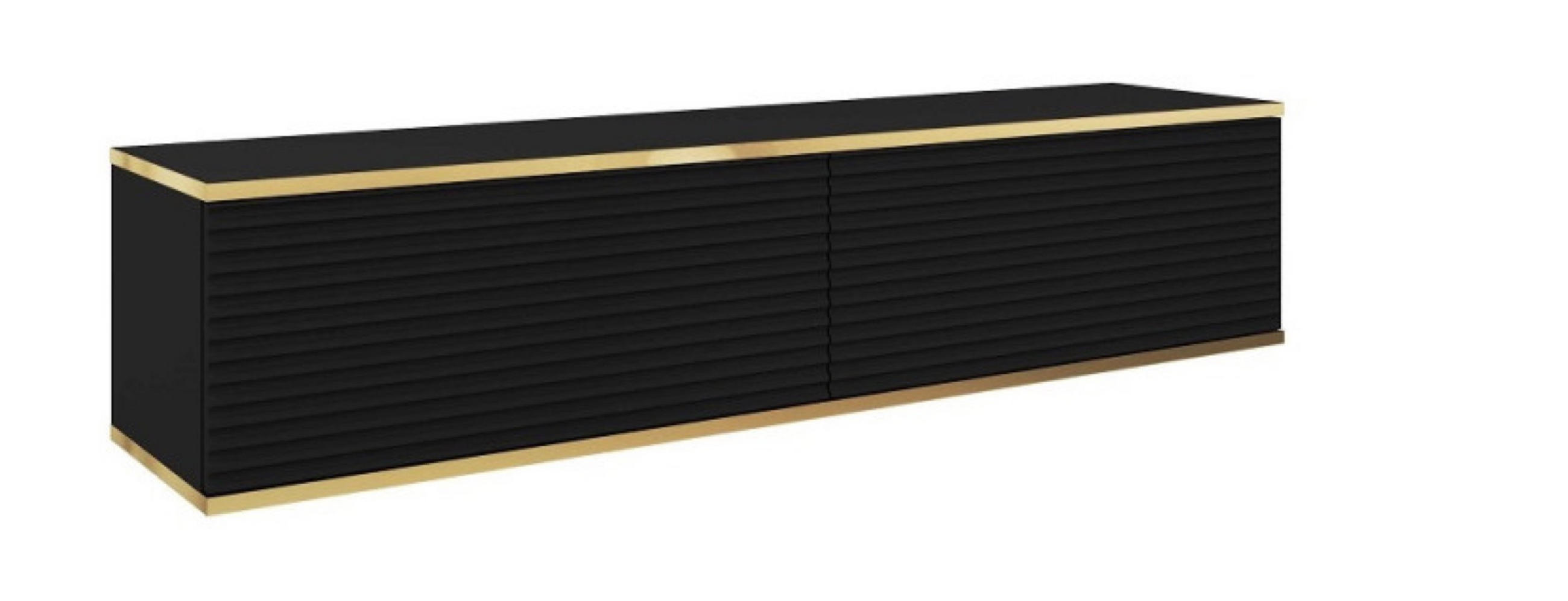 TV-LOWBOARD Schwarz POLO Hängend MDF Gerillt 135 cm - Schwarz, Holzwerkstoff (135/30/32cm) - Sepro Meble