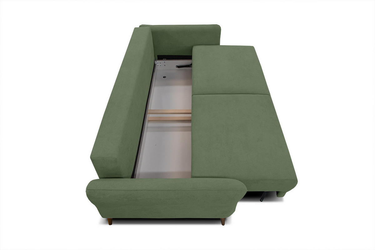 SOFA FIGARI 3-Sitzer mit Schlaffunktion, grün - Braun/Grün, Holz/Textil (232/90/107cm) - Courtois Laville