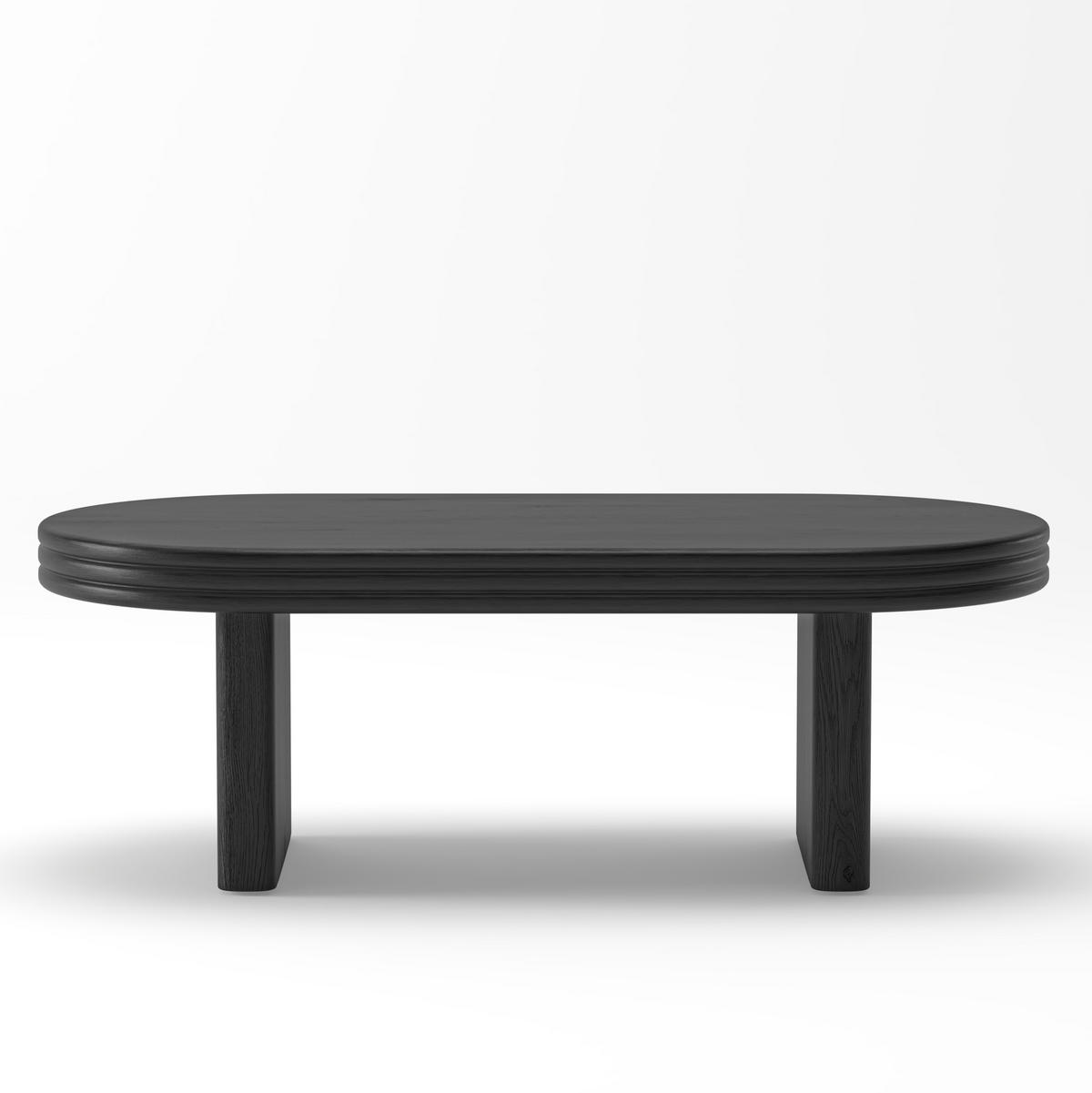 COUCHTISCH aus MDF mit Massivholzfurnier 120x60x41,5 cm Schwarz oval, vielseitig und pflegeleicht - Schwarz, Holzwerkstoff (120/60/41.5cm) - Modfu
