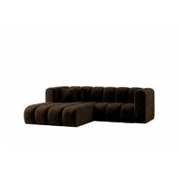 ECKSOFA Modulares In L-Form, Velvet-Stoff Riviera, Schokolade, Links, GRAND - Braun, Holz (227/179cm) - Kaiser Möbel