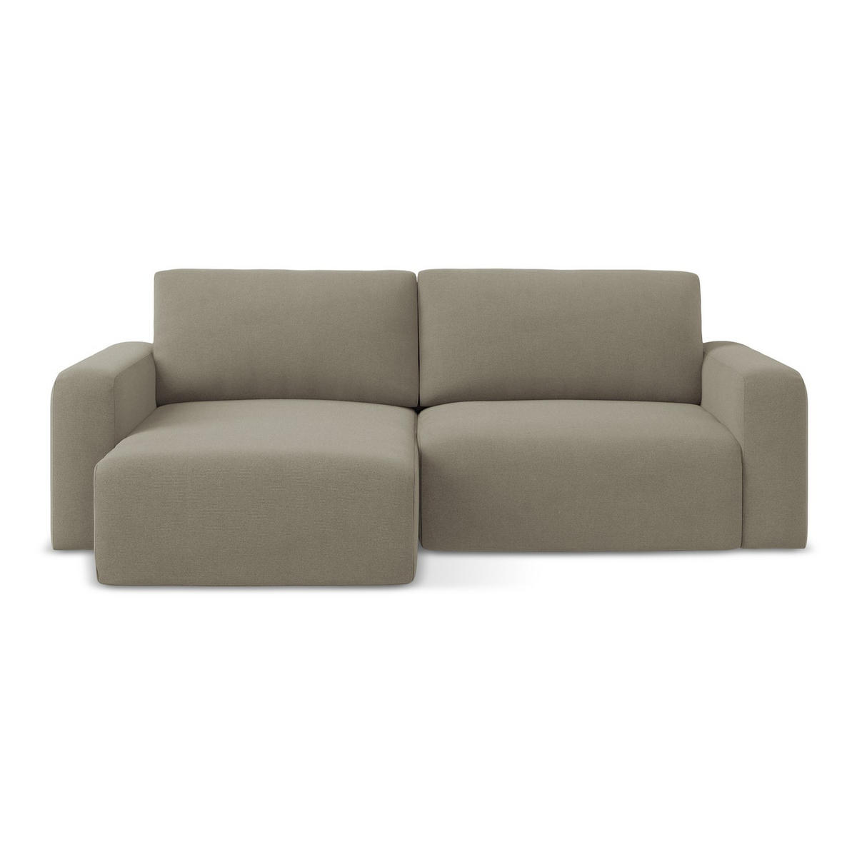 ECKSOFA mit Schlaffunktion links Strukturstoff Stoff Beige - Beige/Schwarz, Kunststoff/Textil (149/244cm) - LaMiaSofa