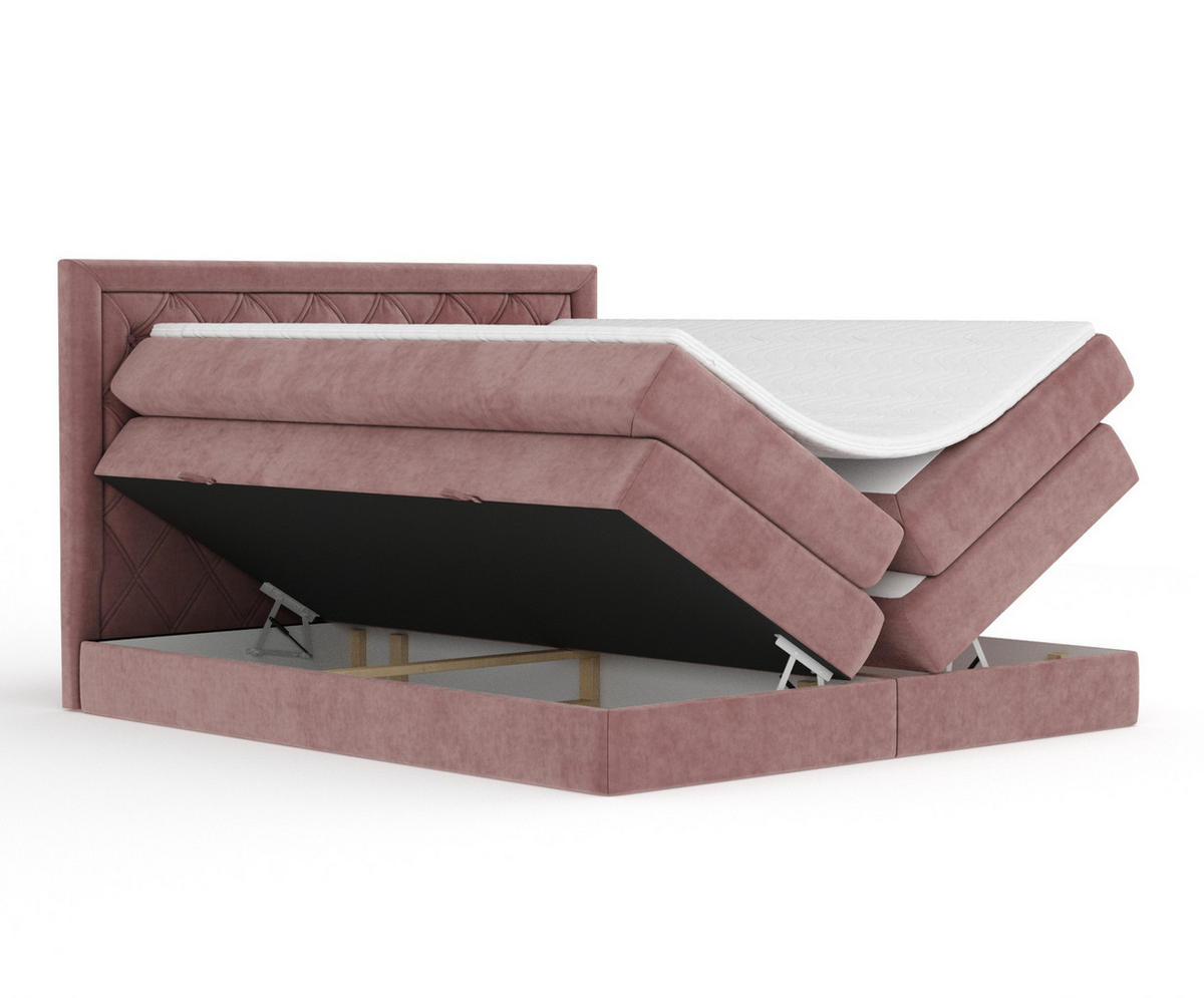 BOXSPRINGBETT Aurelia Rosa 180/200 cm - Schwarz/Rosa, Holz/Holzwerkstoff (180/200cm) - Maison de Reve