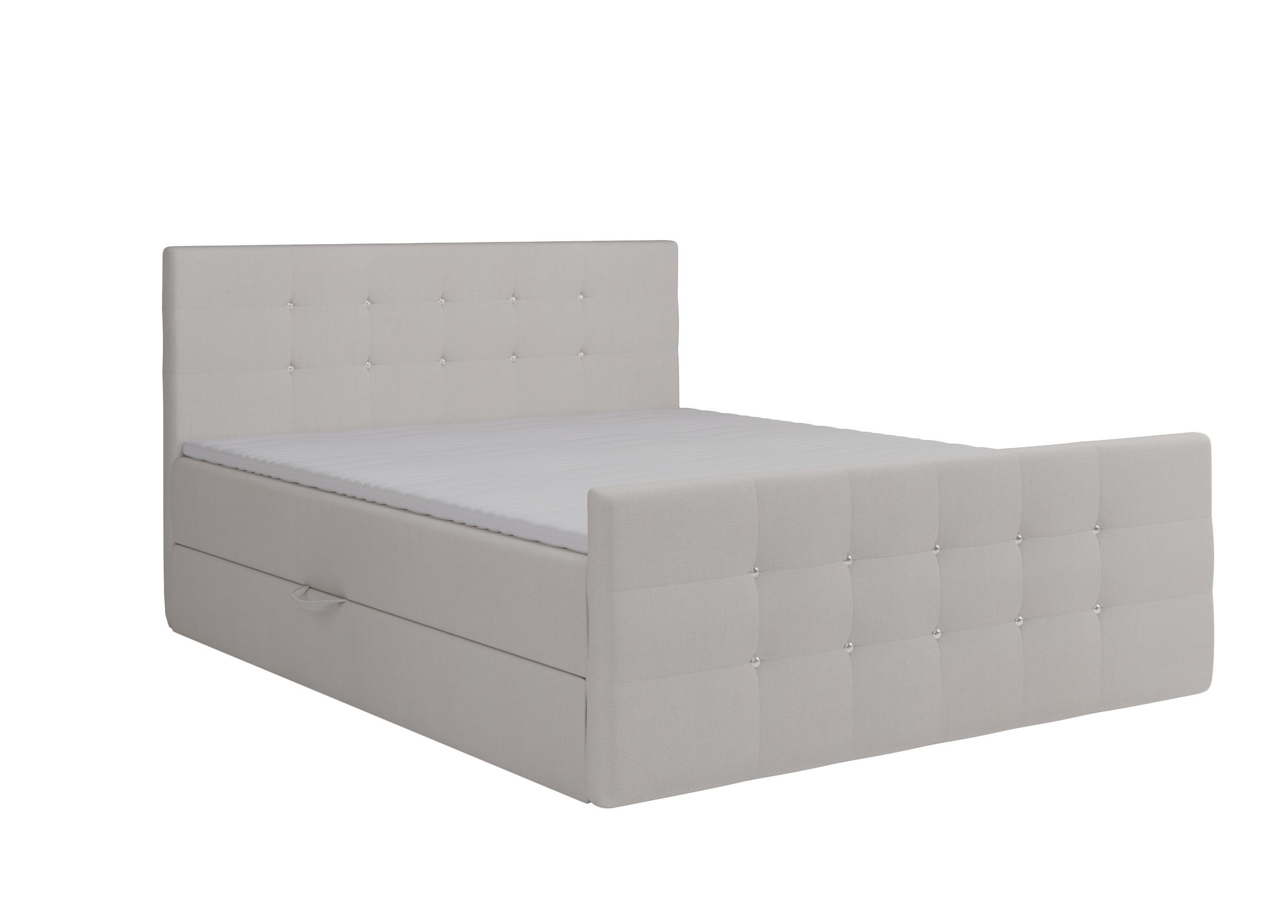 BOXBETT Paris Beige 200x200 cm Bettkasten + Topper - Beige, Holz/Textil (200/200cm) - Comfortic