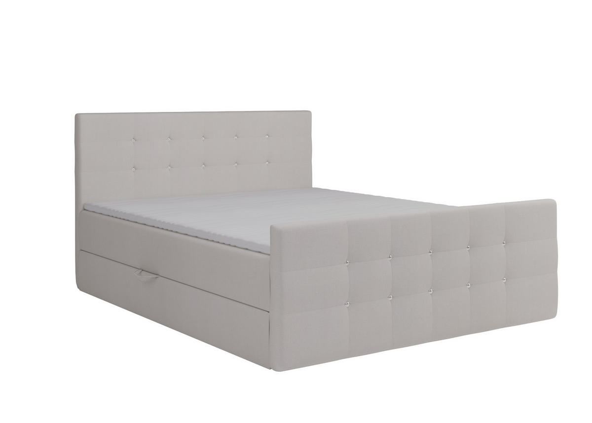 BOXBETT Paris Beige 140x200 cm Bettkasten + Topper - Beige, Holz/Textil (140/200cm) - Comfortic