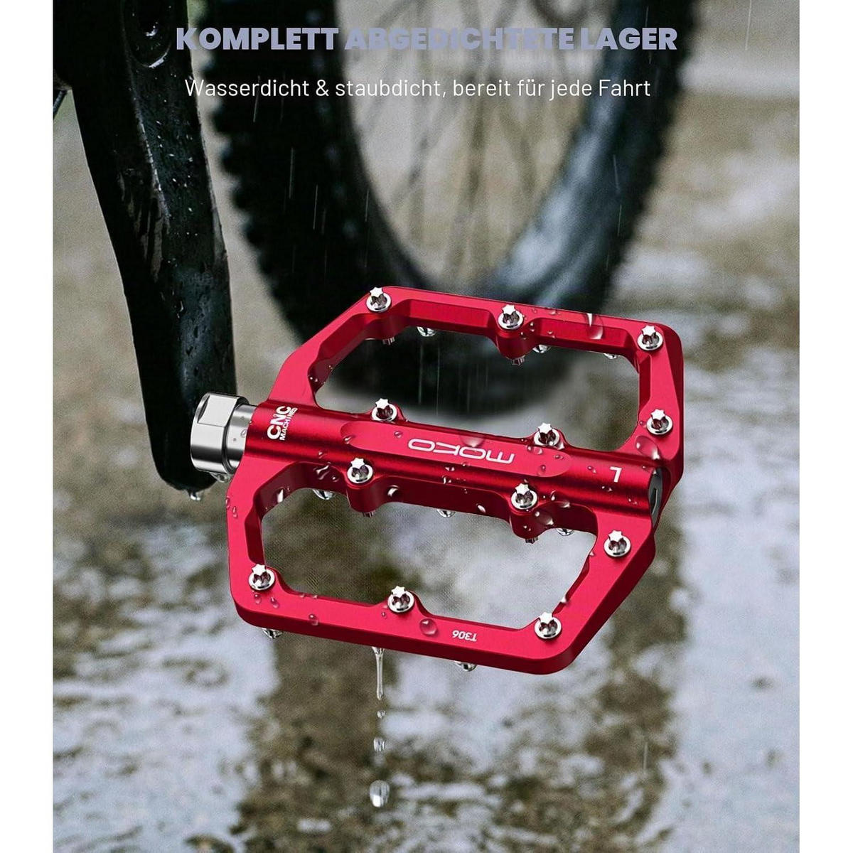 FAHRRADPEDALE CNC-Aluminium Rot 9/16 Zoll - Rot, Metall (9.8/1/12.5cm)