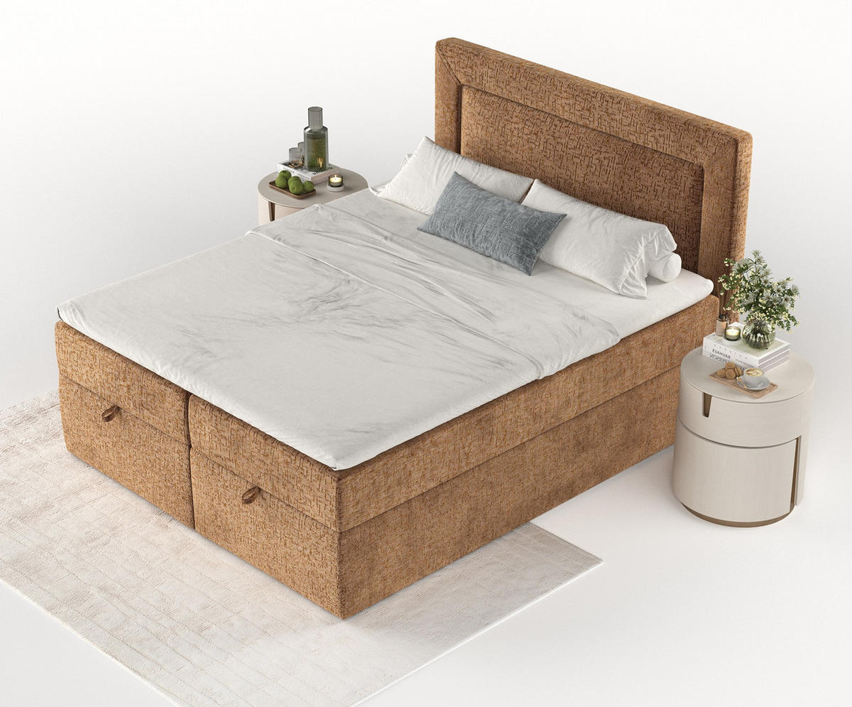 BOXBETT Palmera Dunkelorange 160/200 cm - Dunkelorange/Schwarz, Holz/Holzwerkstoff (160/200cm) - Maison de Reve
