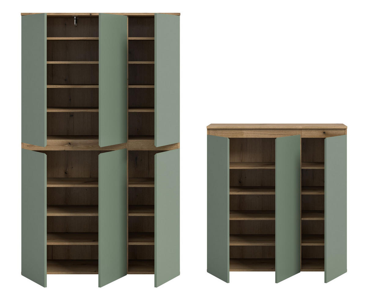 UNIVERSALSCHRANK SCARPA (B/H/T: ca. 235/175/37 cm) in Evoke Oak Nachbildung/Smoke Green - Eichefarben, Holzwerkstoff (235/175/37cm)
