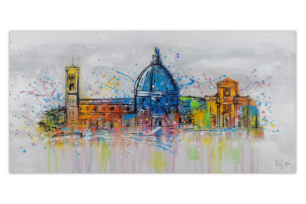 ACRYLBILD HANDGEMALT 120/60 cm - Multicolor/Grau, Holz/Textil (1.7/60cm) - KUNSTLOFT