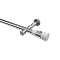 GARDINENSTANGEN-SET Prestige Tanara 240 cm (geteilt in 2 x 120 cm), 1-läufig (ohne Ringe), 20 mm Ø Chrom - Chromfarben/Weiß, Metall (240cm) - INTERDECO