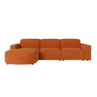 ECKSOFA Cursal Round L-Form, Stoff Poso, Kupfer, Links - Orange, Holz (284/166cm) - Kaiser Möbel