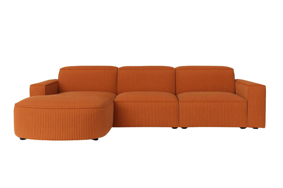 ECKSOFA Cursal Round L-Form, Stoff Poso, Kupfer, Links - Orange, Holz (284/166cm) - Kaiser Möbel