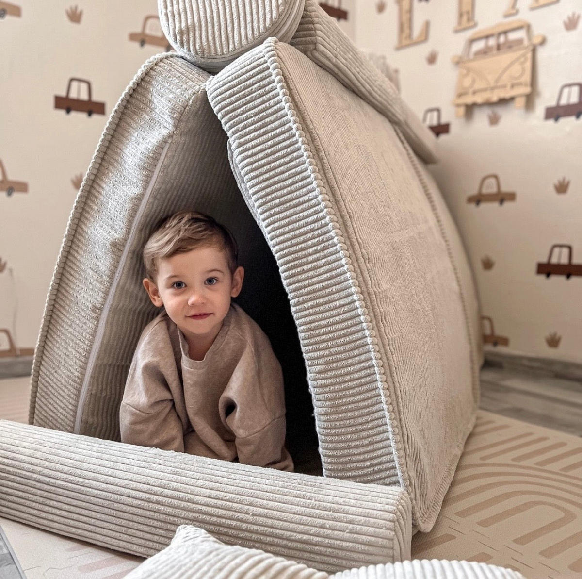 KINDERSOFA AESTHETIC 160 cm Cord Ecru 10 Stk - Beige, Textil (80/12/160cm) - MeowBaby