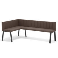 ECKBANK links MONO Y Webstoff gesteppt, 128/168 cm Braun - Braun, Textil/Metall (128/168cm) - Idohome