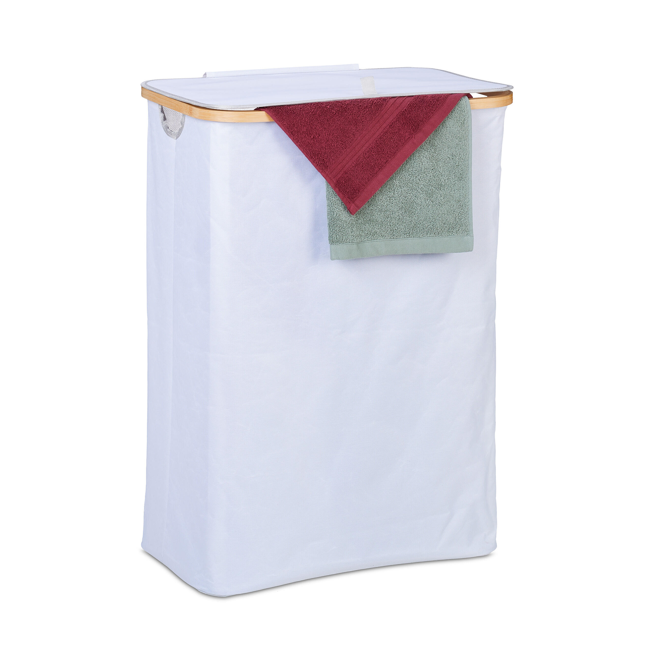 WÄSCHEKORB - Weiß, Holz/Textil (54/75/34cm) - Relaxdays