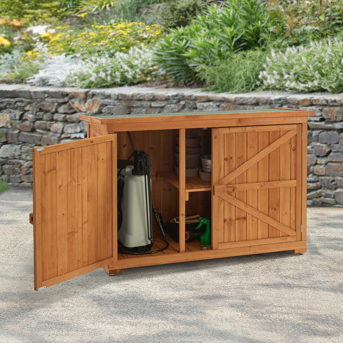 GERÄTESCHRANK Kerteminde - Naturfarben, Holz (128/88/50cm) - [en.casa]