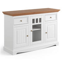 KOMMODE Belluno Elegante Kiefer weiß (RAL9010) lackiert / Kiefer gebeizt, Eichefarben 130 / 44 / 85cm - Eichefarben/Weiß, Holz/Metall (130/85/44cm) - Feldmann-Wohnen
