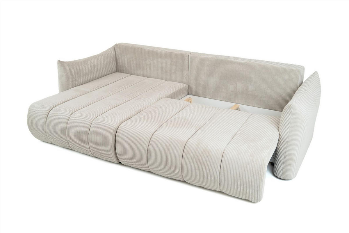 ECKSOFA Ontario Mit Schlaffunktion - Weiß, Holzwerkstoff/Textil (154/260cm) - Fun Möbel