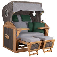 STRANDKORB XL Schillig Bullauge - Braun/Grau, Metall (142/170/95cm) - Mr. Deko
