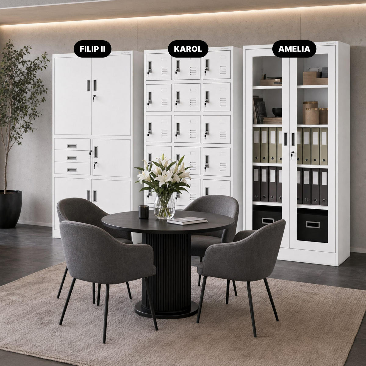 AKTENSCHRANK FILIP II 185x90x40 cm - Weiß, Metall (90/185/40cm) - Jan Nowak