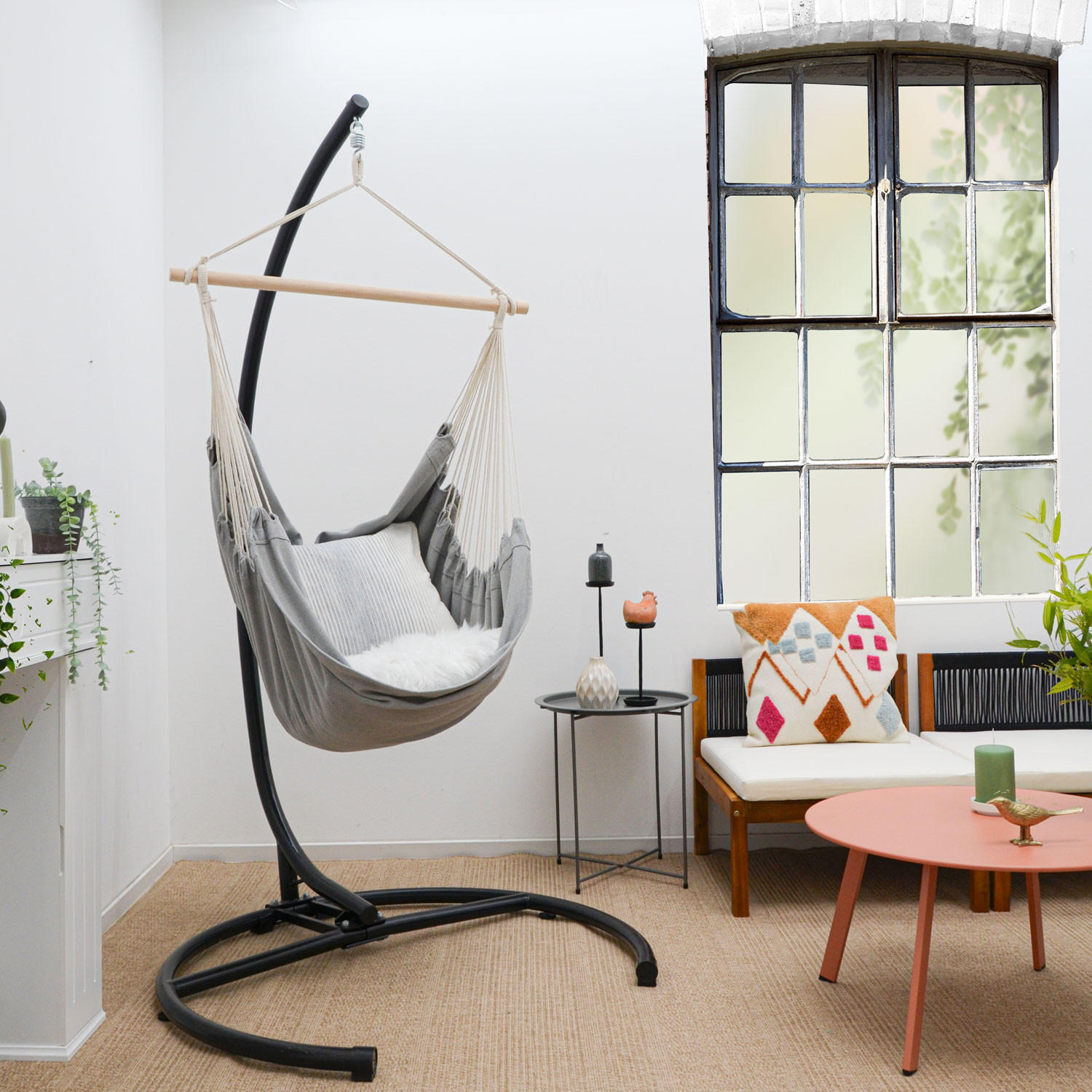 XL HÄNGESESSEL 155/125 cm Belastbar bis 100kg Grau - Grau, Textil (125/140/155cm) - Amanka