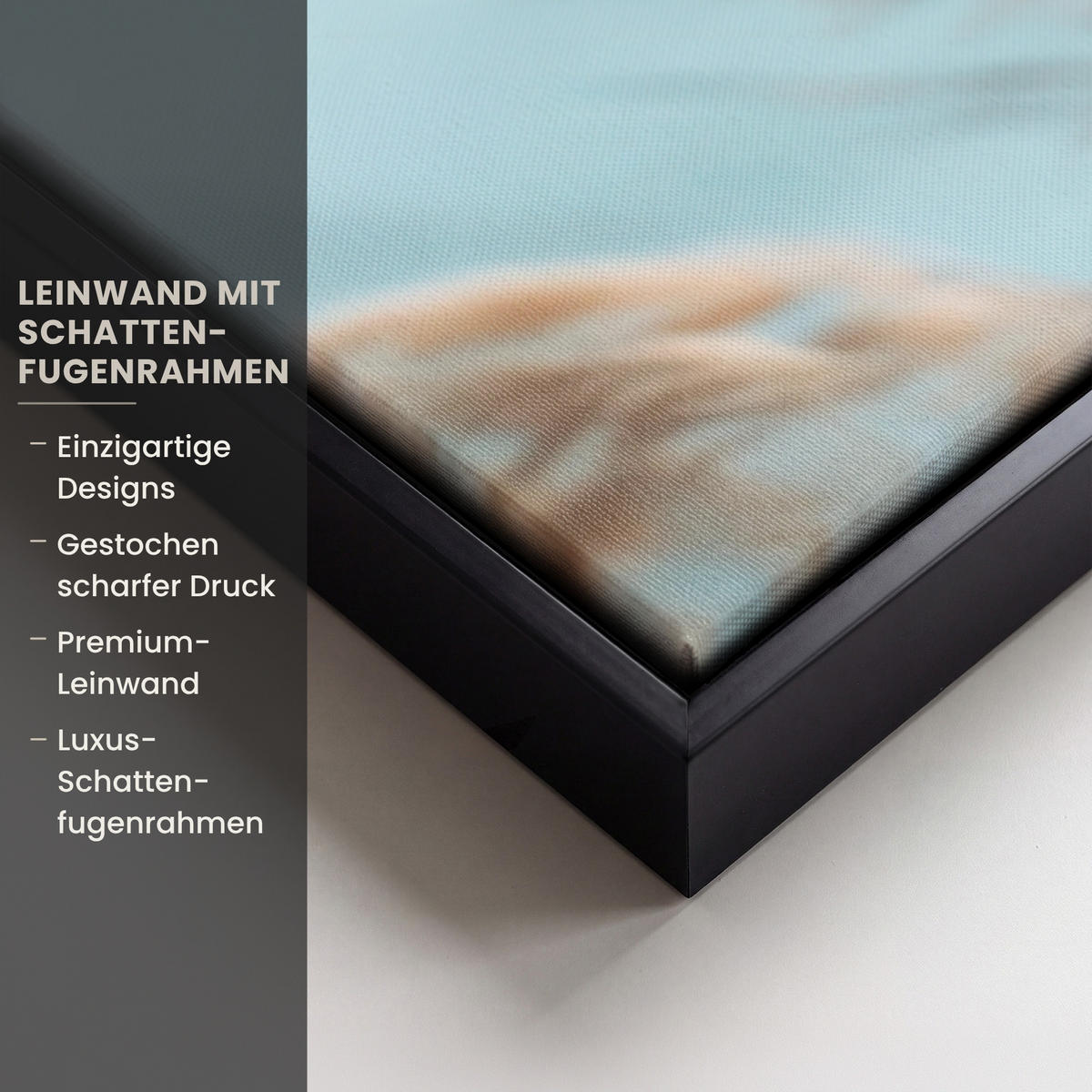 LEINWAND Bilder mit Rahmen - Ziergras - Wind - Hellbraun - 60x40 - Hellblau, Textil (60/40cm) - MuchoWow
