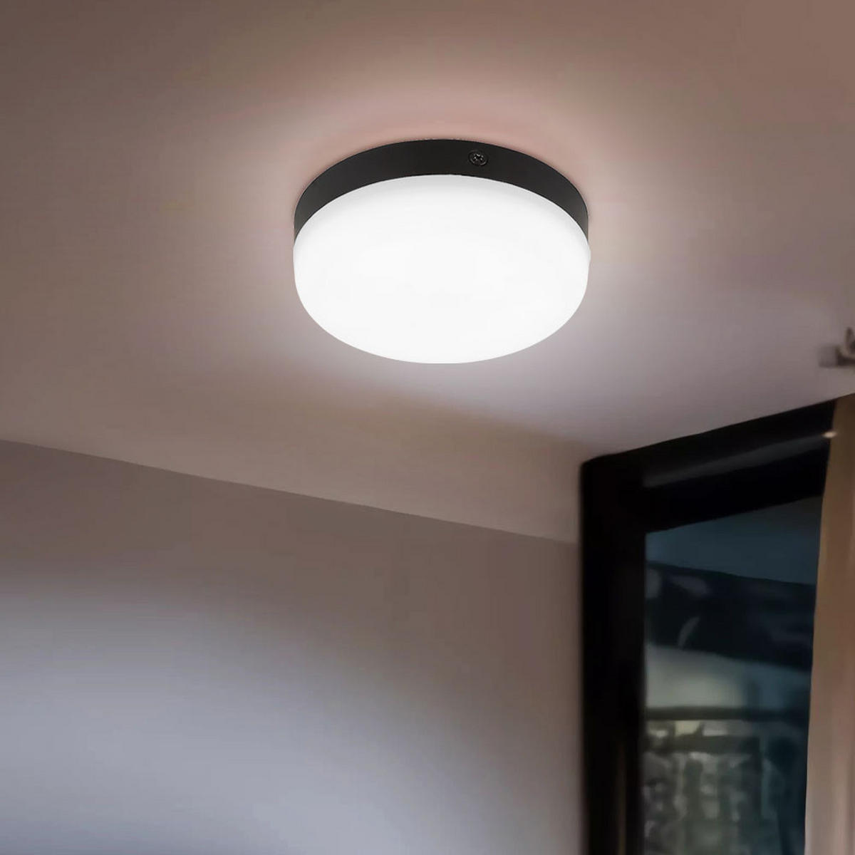 LED DECKENLEUCHTE Matthew Schwarz - Schwarz, Kunststoff (12/12/4.5cm) - Globo Lighting