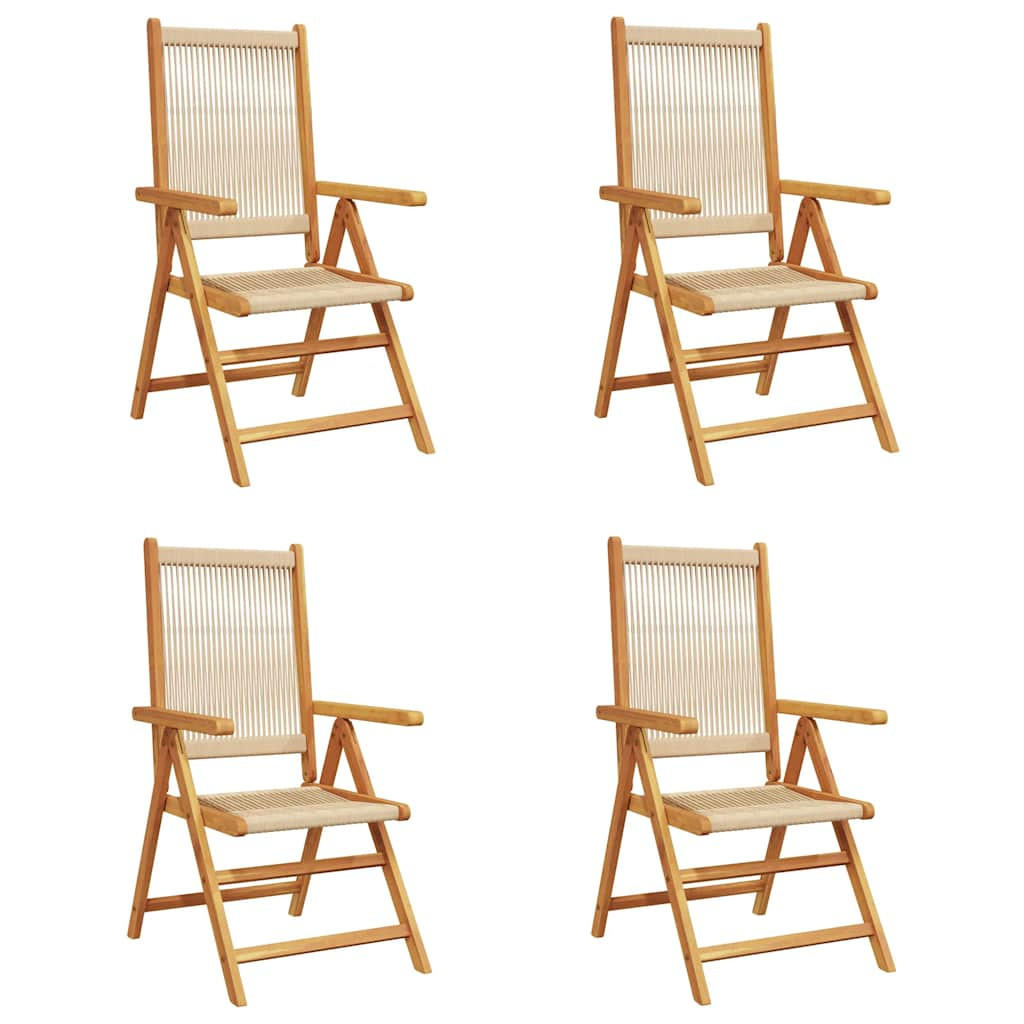 GARTENSTUHL Verstellbar 4er Set Beige Massivholz Akazie - Beige, Holz (57/109/70cm) - vidaXL