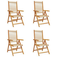 GARTENSTUHL Verstellbar 4er Set Beige Massivholz Akazie - Beige, Holz (57/109/70cm) - vidaXL