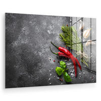 ACRYLGLASBILD Pfeffer - Kräuter - Gewürze - Beton 120x80 cm - Dunkelgrau, Glas (120/80cm) - MuchoWow