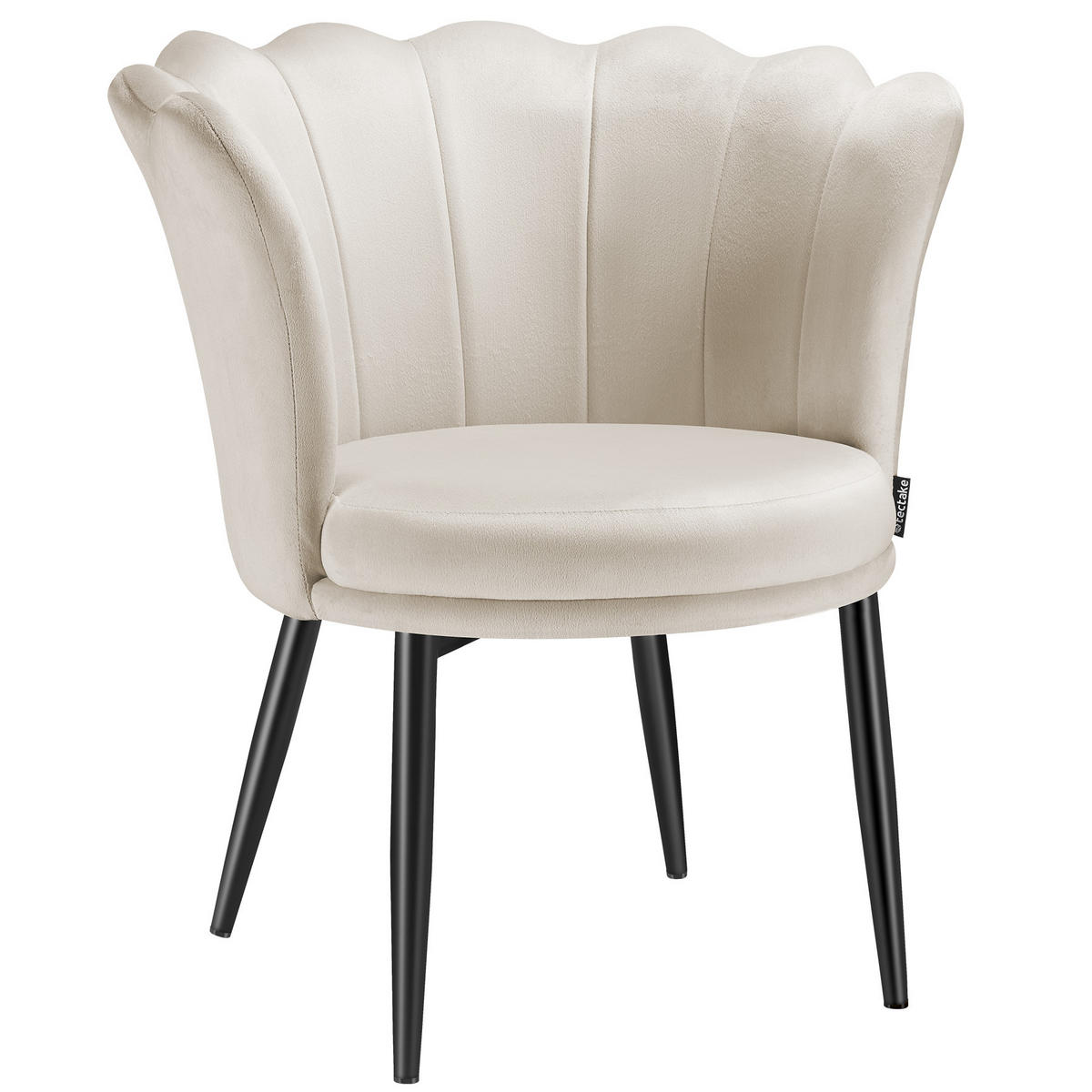SESSEL Stella,67 x 64 x 76 cm,Samtoptik creme/schwarz - Schwarz/Samtahornfarben, Textil (67/76/64cm) - tectake