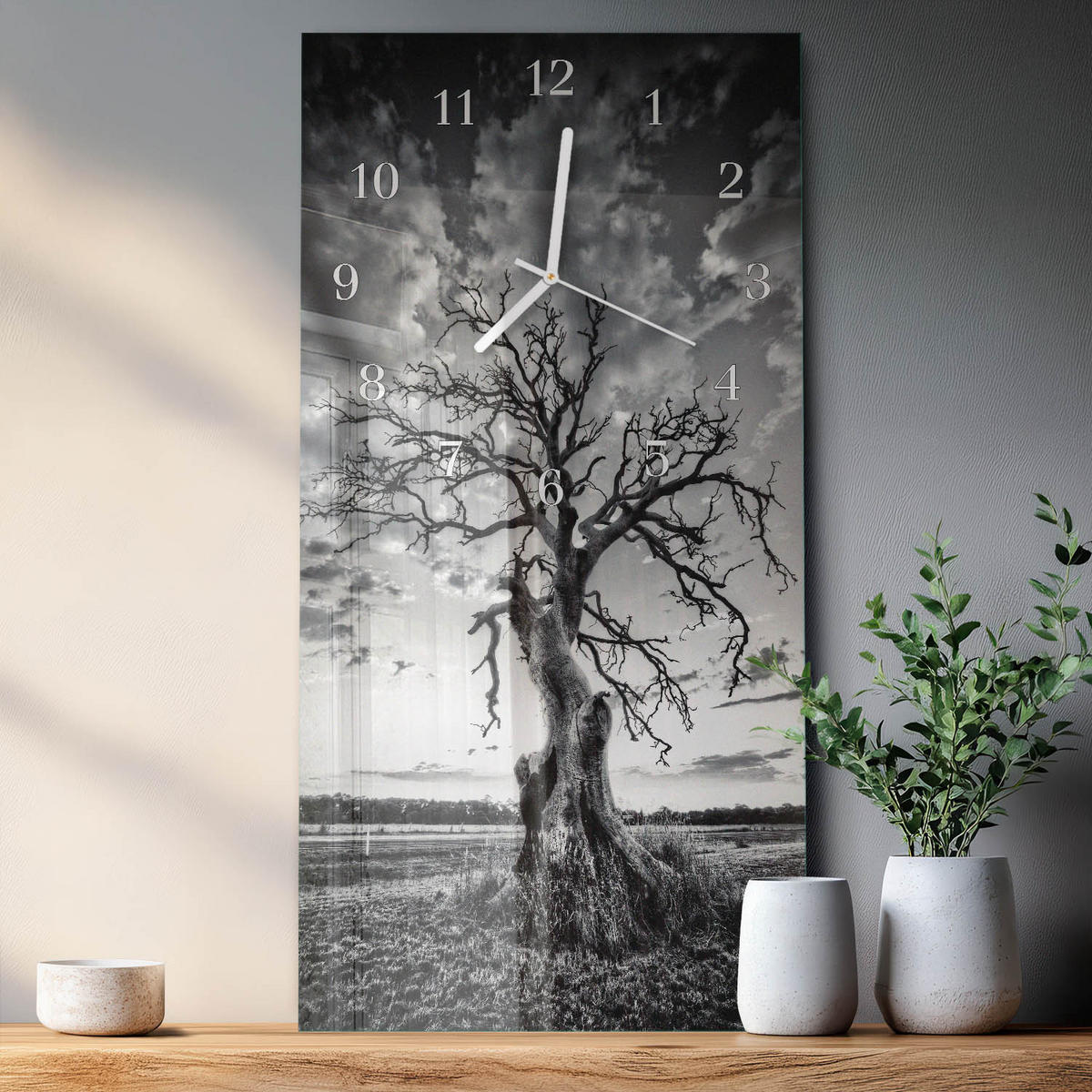 WANDUHR 30x60 cm - Wand - Grau, Glas (30/60/0.4cm) - TULUP