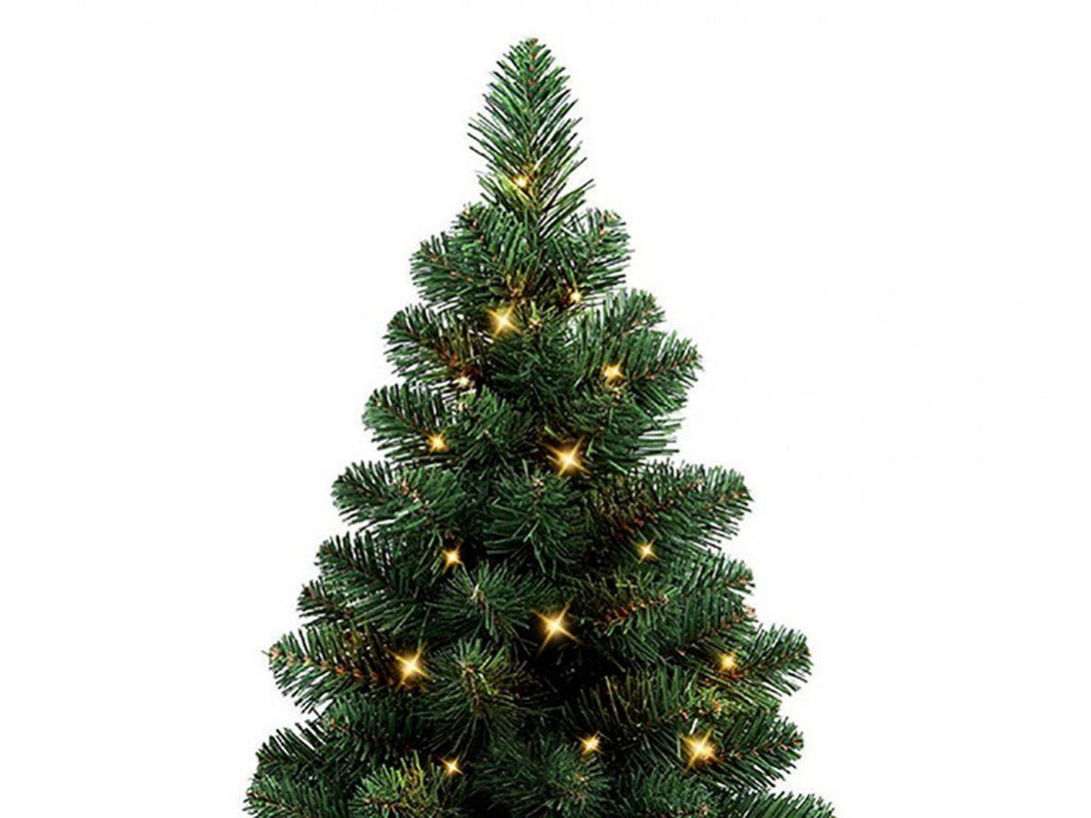WEIHNACHTSBAUM künstlicher NARNIE 45 cm, grün, 2D, 48 Zweige, 20 warmweiße LED, inkl. Pflanztopf mit Jutesack - Grün, Kunststoff/Stein (33/45cm) - LAALU