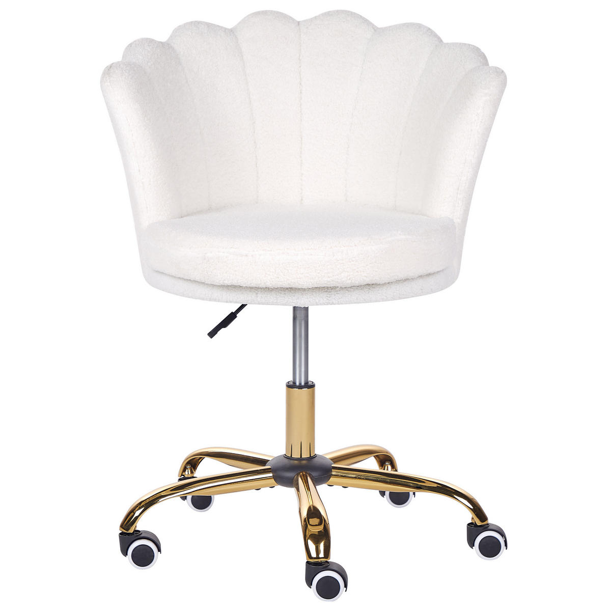BÜROSTUHL Bouclé Weiß Monticello - Weiß, Textil/Metall (67/78/65cm) - Beliani
