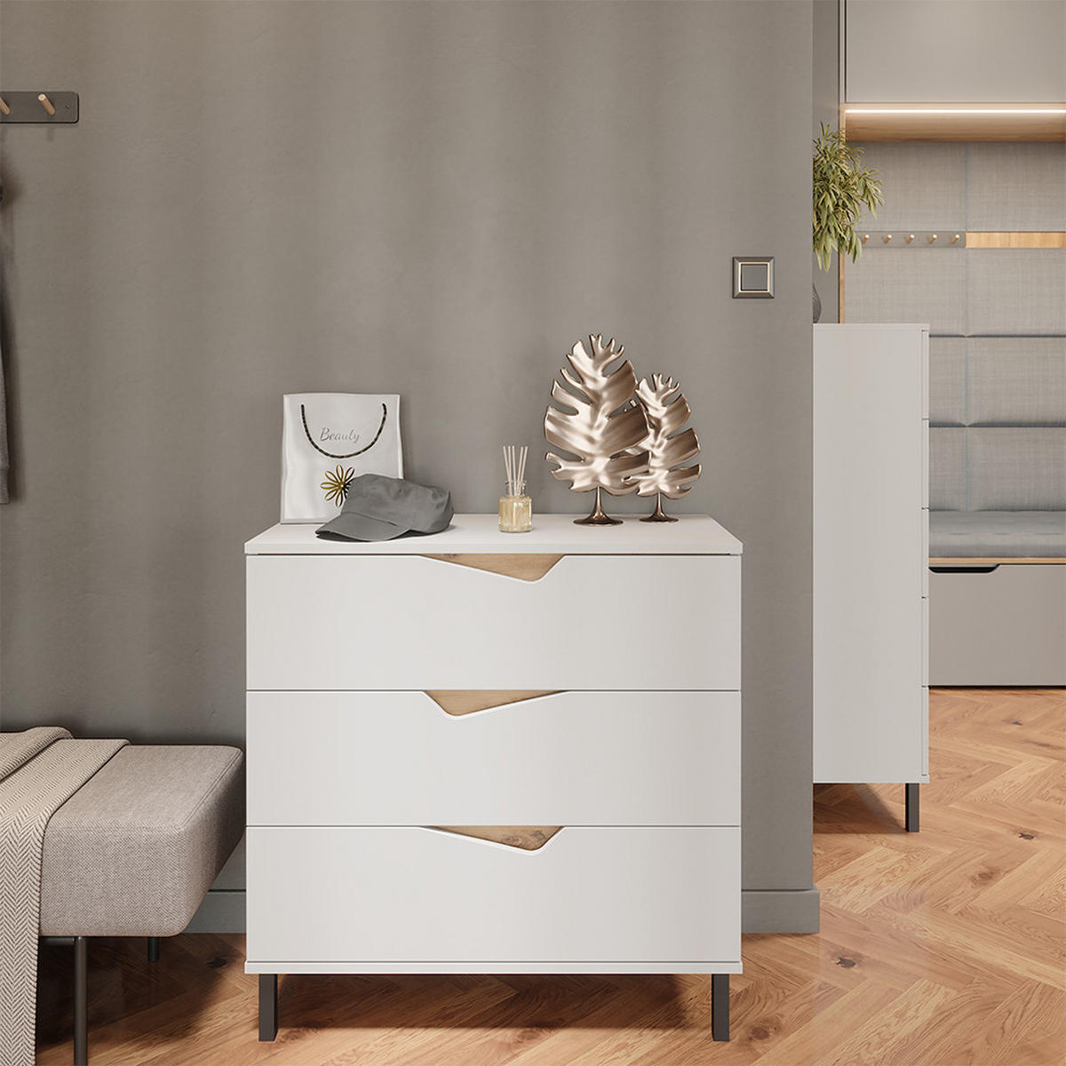 KREDENC Marelle Bílá/Artisan - bílá/světle šedá, kompozitní dřevo (80/81.2/38cm) - Vicco