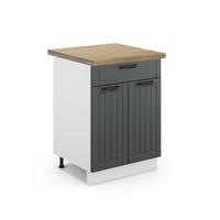 KÜCHENUNTERSCHRANK Fame-Line Anthrazit Landhaus 60 cm mit Schublade AP Eiche - Anthrazit/Weiß, Holzwerkstoff (60/82/60cm) - Vicco